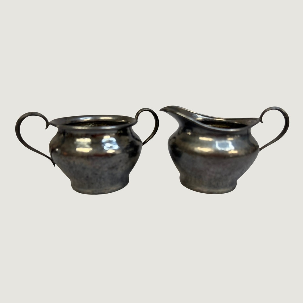 Forbes Silver Co 735 Silver Plate Creamer and Sugar Bowl Set‎ Vintage Antique
